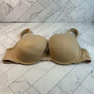 NWOT Cacique Lane Bryant Womans Bra Nude Lace Bow Full Coverage UNDERWIRE 42D